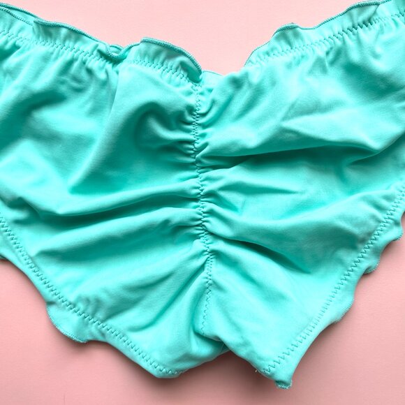 Victoria's Secret Small Bikini Bottom The Ruffle Cheeky Aqua Blue Green Swim - Picture 3 of 7